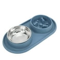 thumbnail image 2 of Cuencos de agua y comida para mascotas Cuencos dobles antideslizantes y extraíbles para perros y gatosAzul, 2 of 12