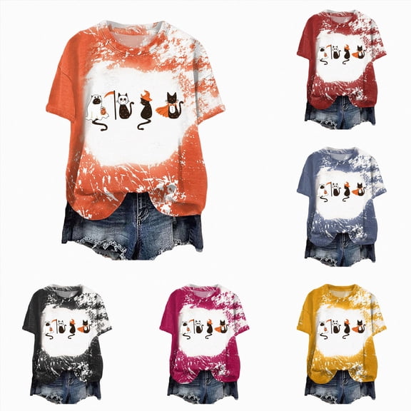 Mnuaqn Womens Bleached Sublimation Blanks Shirts Leopard Graphic Tees Tops Short Sleeve Polyester Tshirts Cute Items Clothes Hot Pink,Size M