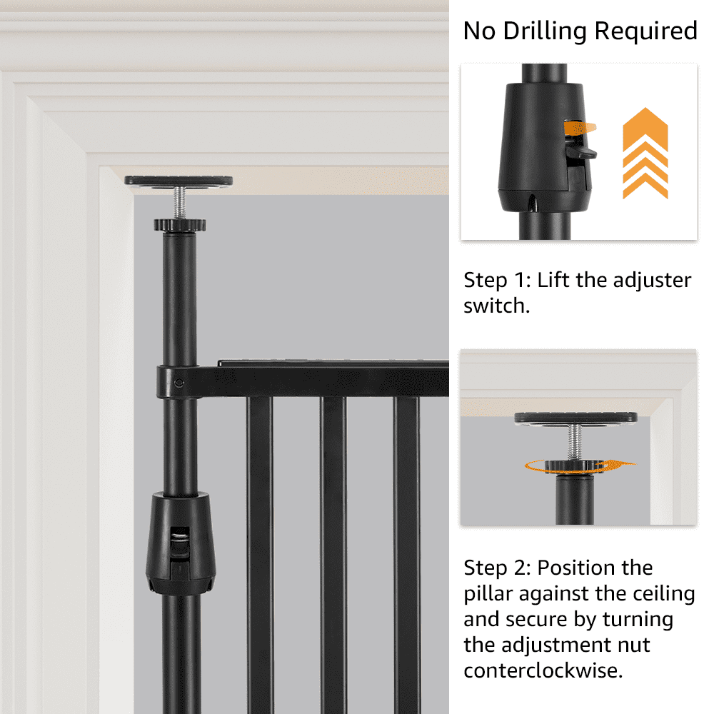 unipaws 75" High Extra Tall Cat Gate, 35"-51" Wide Cat Safety Gate for Doorway Hallway, Black