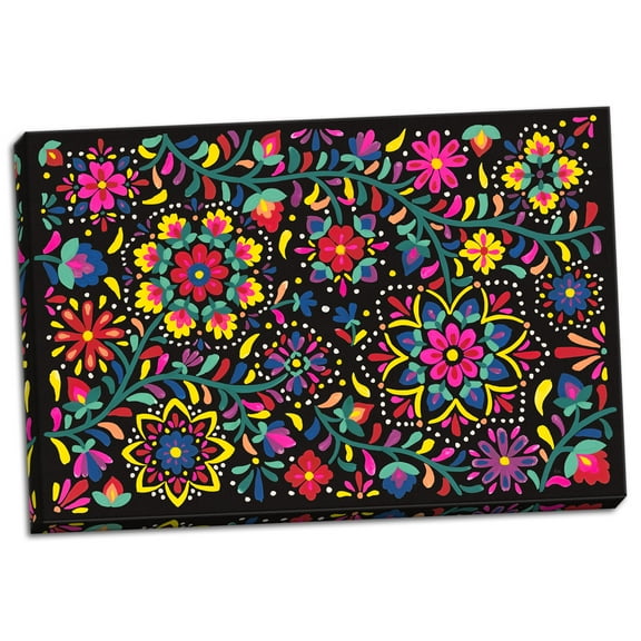 Gango Home Decor Eclectic Floral Fiesta I by Laura Marshall (Ready to Hang); One 18x12in Hand-Stretched Canvas