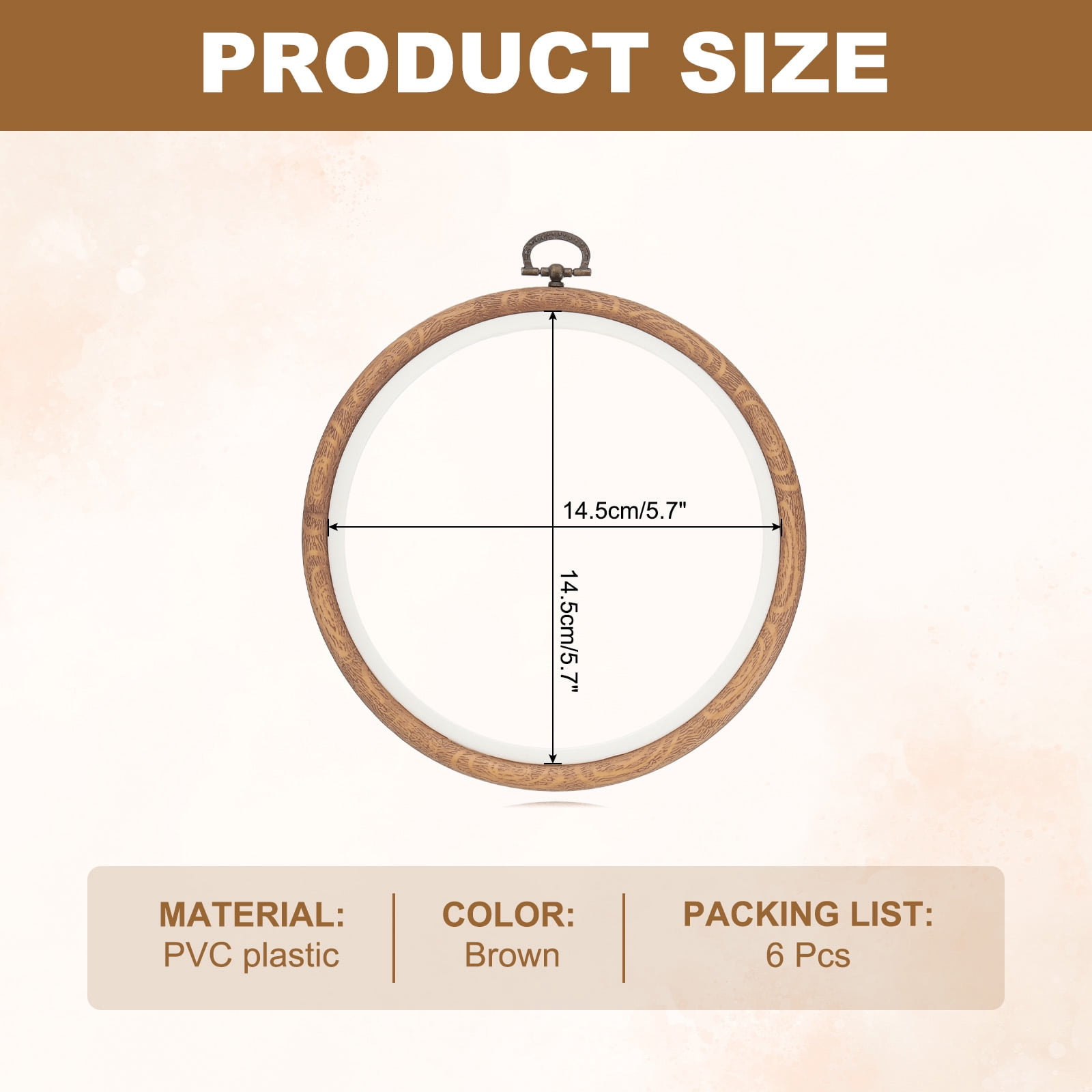 Uxcell 6 Pieces 5.7" Embroidery Hoops Frame Imitated Wood Circle Cross Stitch Hoop Ring for Embroidery Art Craft Handy Sewing Decoration