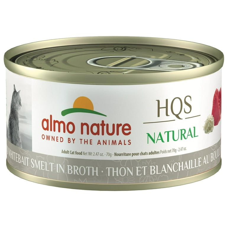 Almo HQS Natural Cat Grain Free Tuna and Whitebait Smelt In Broth Canned Cat Food Almo HQS Natural Cat Grain Free Tuna and Whitebait Smelt In Broth Canned Cat Food