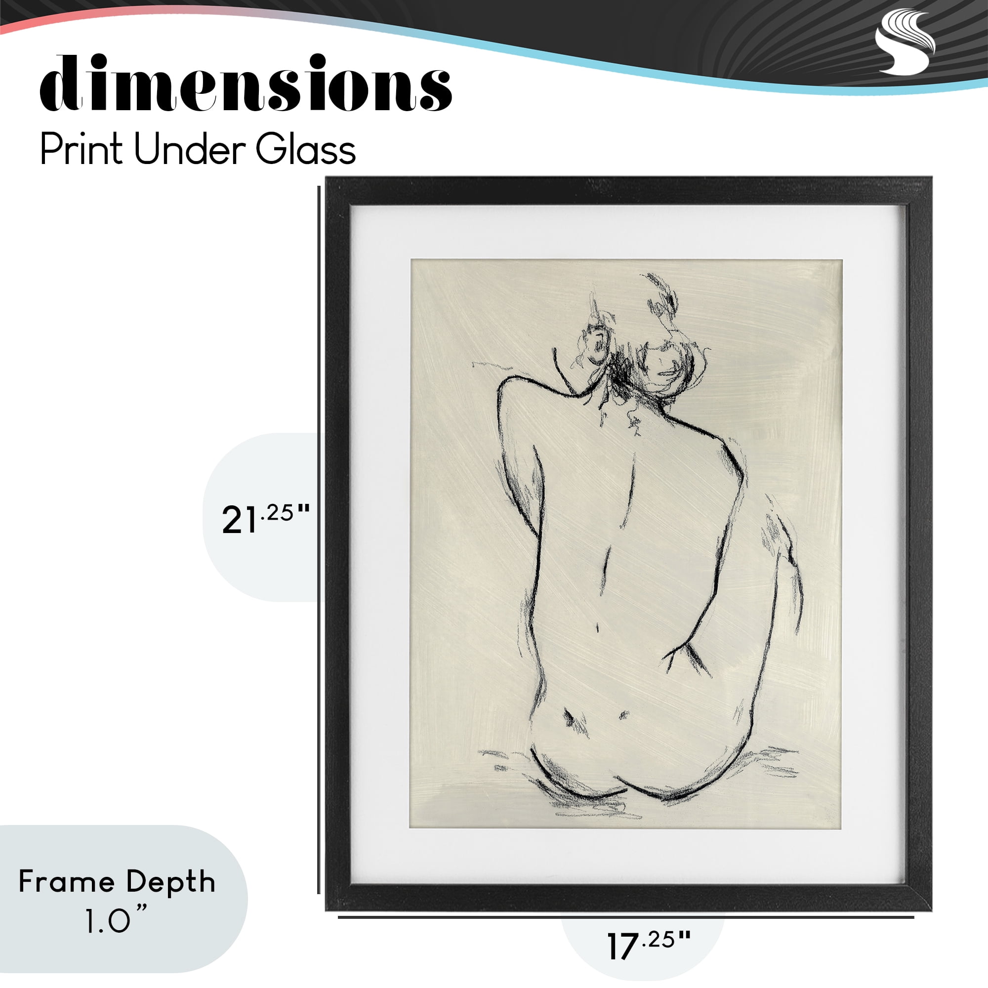Stupell Industries Nude Sitting Study Black Framed Print Under Glass, design by Chloe Elliot
