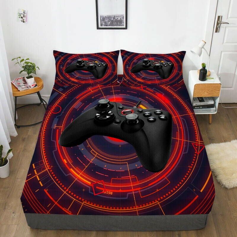 Cool Bed Covers Fitted Cover High Quality Black And Red Luxury Game