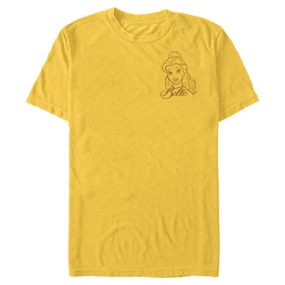 Disney Princess Celebration Minimalist Belle Coner Art - Short Sleeve Blended T-Shirt for Adults - Customized-Yellow