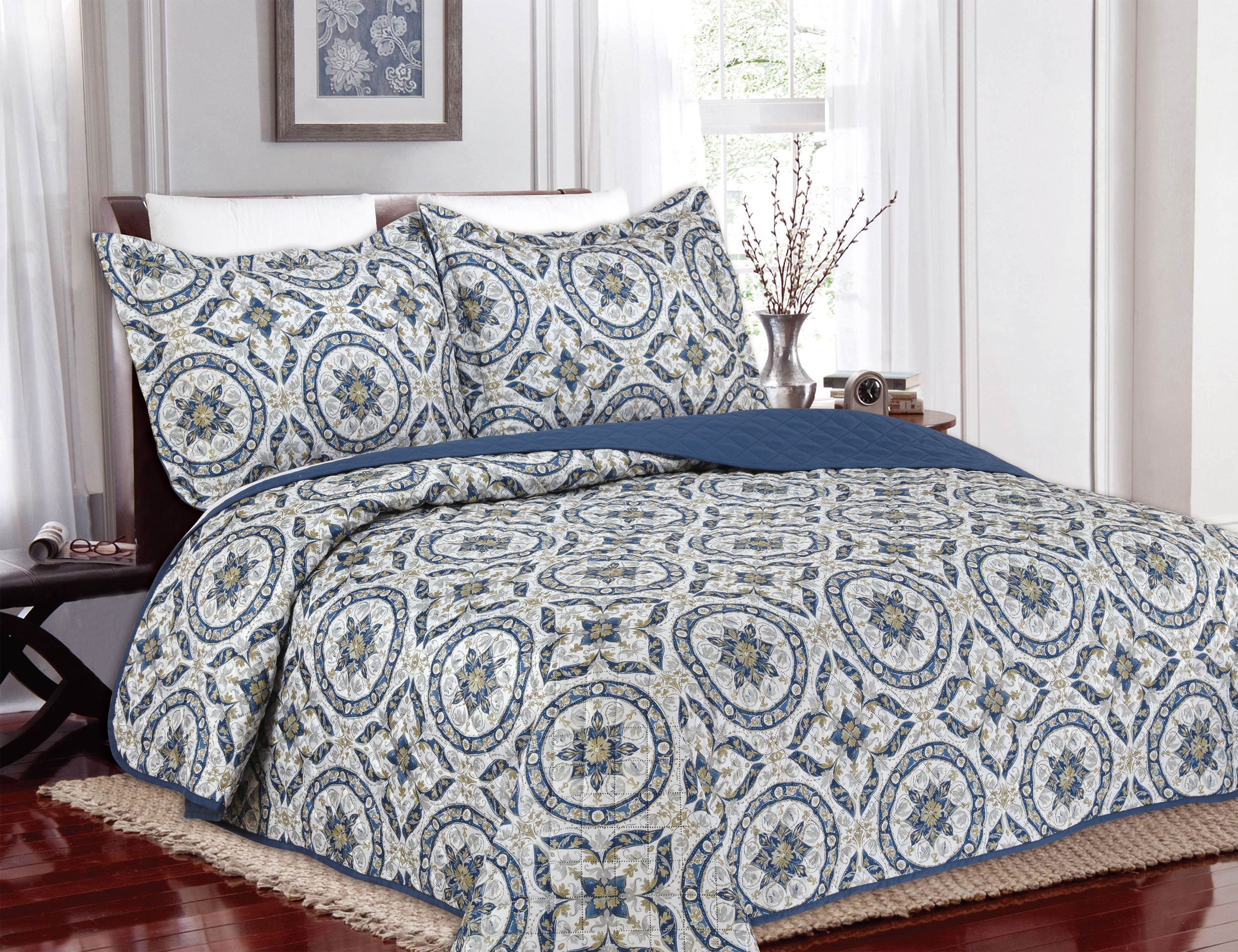 3 Piece Set, Regal Home Collections Floral Pattern Pinsonic Queen Size