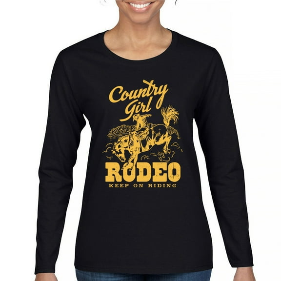 Country Girl Rodeo Women's Long Sleeve T-shirt Vintage Cowgirl