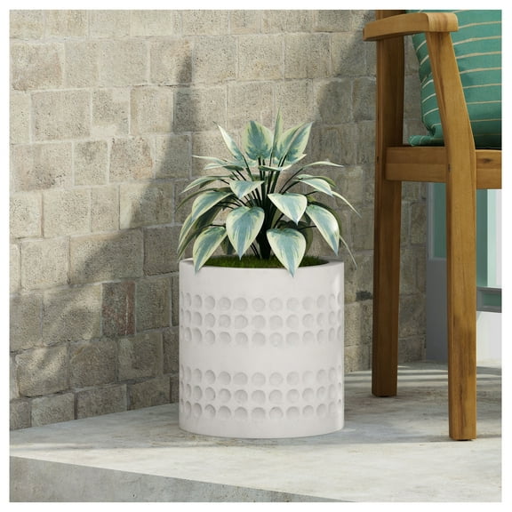 MGO Planter - 10 Inch Lightweight Concrete Plant Pot - Outdoor Garden & Porch Decorative Flower Planter with Natural Stone Finish Antique White   Magnesium Oxide