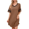 thumbnail image 3 of MINTREUS Women's Nightgown Short Sleeve Nightshirt V Neck Sleep Shirt Loose Loungewear Casual Sleepwear S-3X, 3 of 7