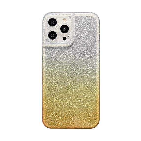 TECH CIRCLE for iPhone 12, 3 Layer Shockproof Protection Bumper Cover Lens Protection Color Gradient Glitter Glitter Bling Case for iPhone 12, Gradient Yellow