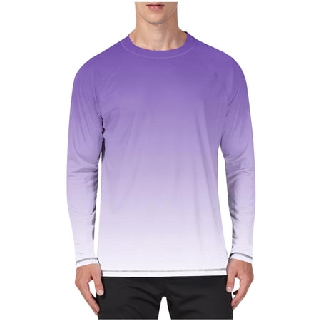 Mens UPF 50+ UV Sun Protection Shirts Outdoor Long Sleeve Fishing Shirt SPF Rash Guard for Hiking Swimming Running Big and Tall Siz S-5XL Purple