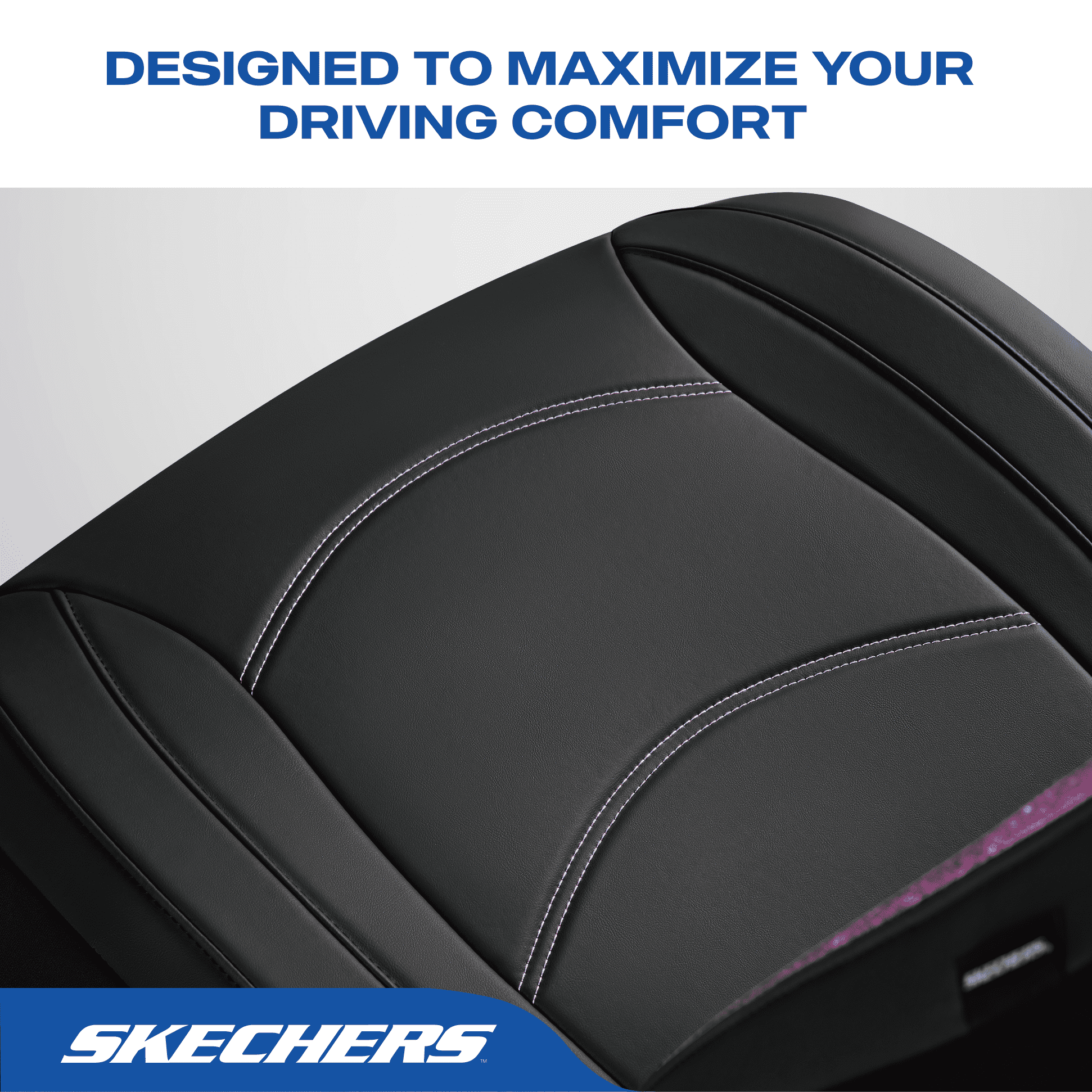 Skechers Leather Front Car Seat Cover – Stylish Diamond Design, Universal Fit - Purple