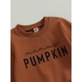 thumbnail image 4 of Newborn Baby Boys Halloween Outfits Mama's Pumpkin Print Long Sleeve Sweatshirt and Elastic Pants for Toddler 2 Piece Clothes, 4 of 8