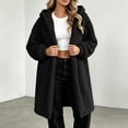 thumbnail image 6 of Women's Thick Sherpa Fleece Hooded Long Coat Oversized Cozy Warm Cardigan Jacket with Pocket Casual Fashion Winter Outer Clothing Black, 6 of 8