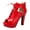 Red, variant on Women's Ankle Booties Fish Mouth Peep Toe Chunky High Heel Lace up Back Zipper Rome Goth Dress Sandals