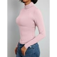 thumbnail image 5 of KelaJuan Women T-shirt, Long Sleeve Turtleneck Solid Slim Fit Ladies Fall Tops Streetwear, 5 of 6