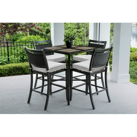 Oakland Living Wood And Aluminum 5 Piece Bar Height Patio Dining