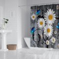 thumbnail image 6 of Floral Butterfly Grey Shower Curtains for Bathroom, White Daisy Farmhouse Rustic Shower Curtain, with 12 Hooks, Fabric Flower Bathroom Shower Curtains, 71x71inch, 6 of 6