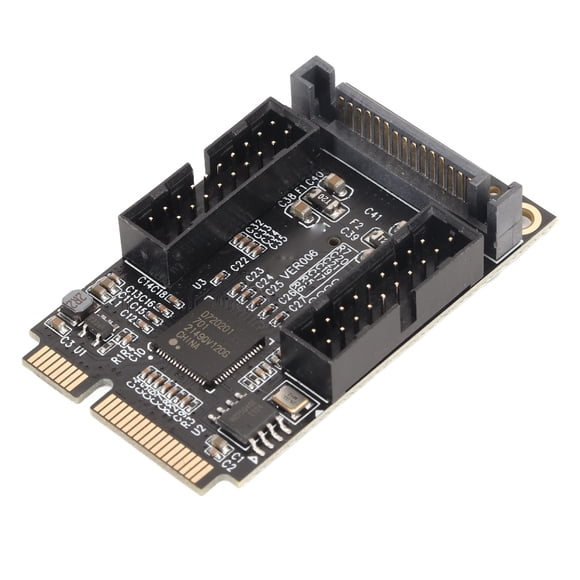Adaptateur Mini PCIE vers USB3.0, Interface de Charge Stable Plug and Play 5Gbps Mini PCIE vers Carte d'Extension 4 Ports 19Pin pour Ordinateur