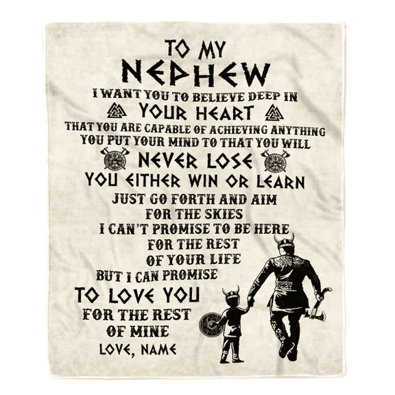 Personalized To My Nephew Blanket From Uncle You Will Never Lose Viking Nephew Birthday Graduation Christmas Customized Fleece Throw Blanket