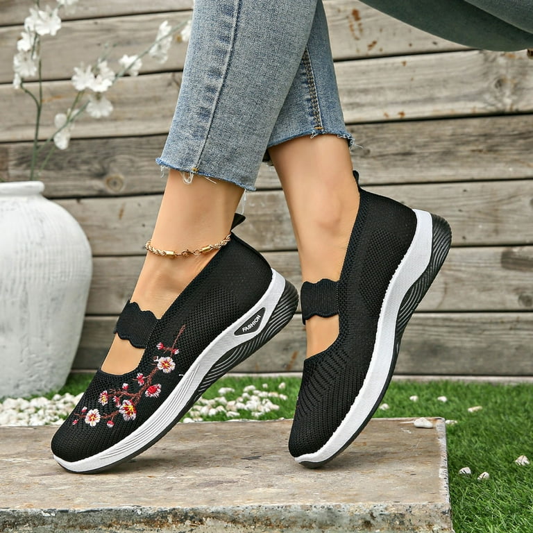 Modisza Womens Orthopedic Walking Shoes Embroidery Floral  display picture 2