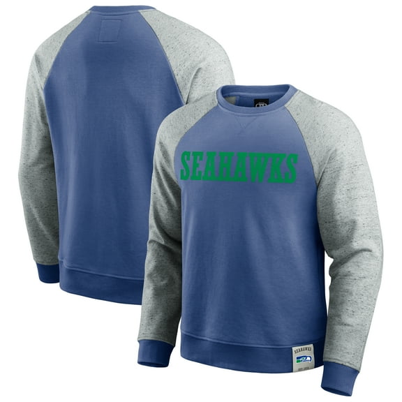 Men's Darius Rucker Collection by Fanatics Royal/Heather Gray Seattle Seahawks Throwback Color Block Raglan Pullover