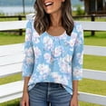 thumbnail image 2 of Fewfanhot Spring Tops for Women Casual Fashion Printed Casual Round Neck Summer Outfits Early Fall Fashion Spring Clothes, 2 of 6