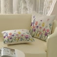 thumbnail image 3 of Spring Pillow Covers 18x18 Inch 2 Pcs Pink Tulip Lavender Flower Decor Throw Pillows Butterfly Floral Plant Seasonal Summer Outdoor Decoration Pillowcase Linen Cushion Cover for Couch Sofa, 3 of 5