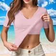 thumbnail image 2 of Daznico Women's Ribbed Slim Fit Short Sleeve Tee, Built-In Bra Seamless Casual Summer Top,XXL, 2 of 7