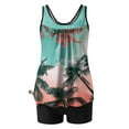 thumbnail image 4 of Alkepwun Women's Tankini Swimsuits Tropical Beach Vacation Swimwear Scoopneck Two Piece Bathing Suit Tummy Control Tankini Top with Shorts, 4 of 5