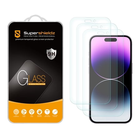 Supershieldz Designed for Apple iPhone 14 Pro (6.1 inch) Tempered Glass Screen Protector, Anti Scratch, Bubble Free (3 Pack)