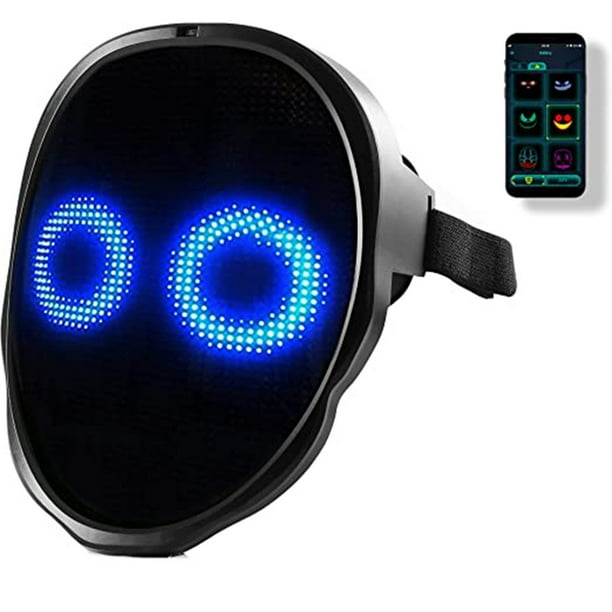Máscara LED que transforma la cara con aplicación controlada - Máscara de Halloween LED programable Máscara luminosa digital para fiesta de disfraces Cosplay XianweiShao 8390611990626