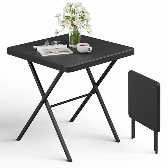 Black 27 Square Folding Table, Portable Plastic Card Table with Metal