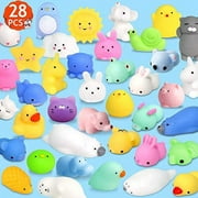 Fly2Sky 28Pcs Mochi Squishy Toys Mini Squishies Kawaii Animal Squishys Party Favors Easter Egg Fillers Easter Gifts For Kids Unicorn Cat Panda Animal Squeeze Toy Stress Relief Toy Class Prize, Random