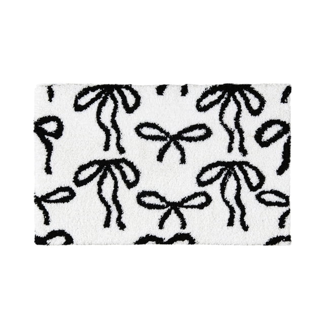 Bow Shaped Soft Absorbent Bathroom Mat for Kids and Girls—Decorative Polyester Rug for Rooms and Entrances