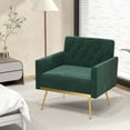 thumbnail image 4 of Costway Modern Velvet Accent Chair with Button Tufted Back Golden Metal Legs & Foot Pads Dark Green, 4 of 8