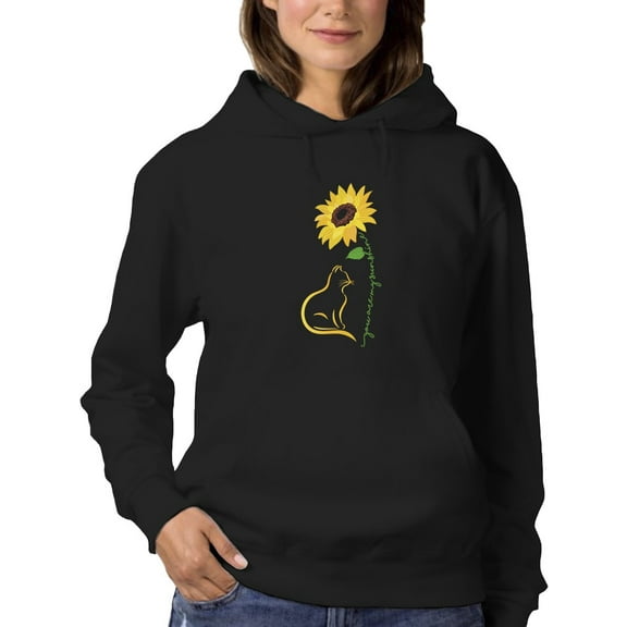 Smartprints Womens Graphic Hoodie Black - You Are My Sunshine Cute Design Cotton Blend Classic Fit
