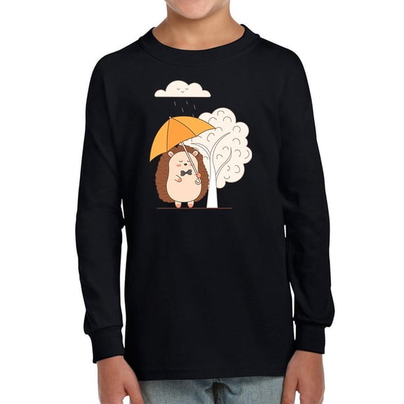 Smartprints Toddlers Graphic Tee - Hedgehog W Umbrella - Regular Fit 100% Cotton