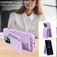 thumbnail image 6 of SaniMore RFID Blocking Wallet Case for iPhone 12 Pro Max, Crossbody Zipper Purse Case for Women/Girls, Wrist Strap PU Leather Card Holder Kickstand Cover for Apple iPhone 12 Pro Max, Purple, 6 of 9