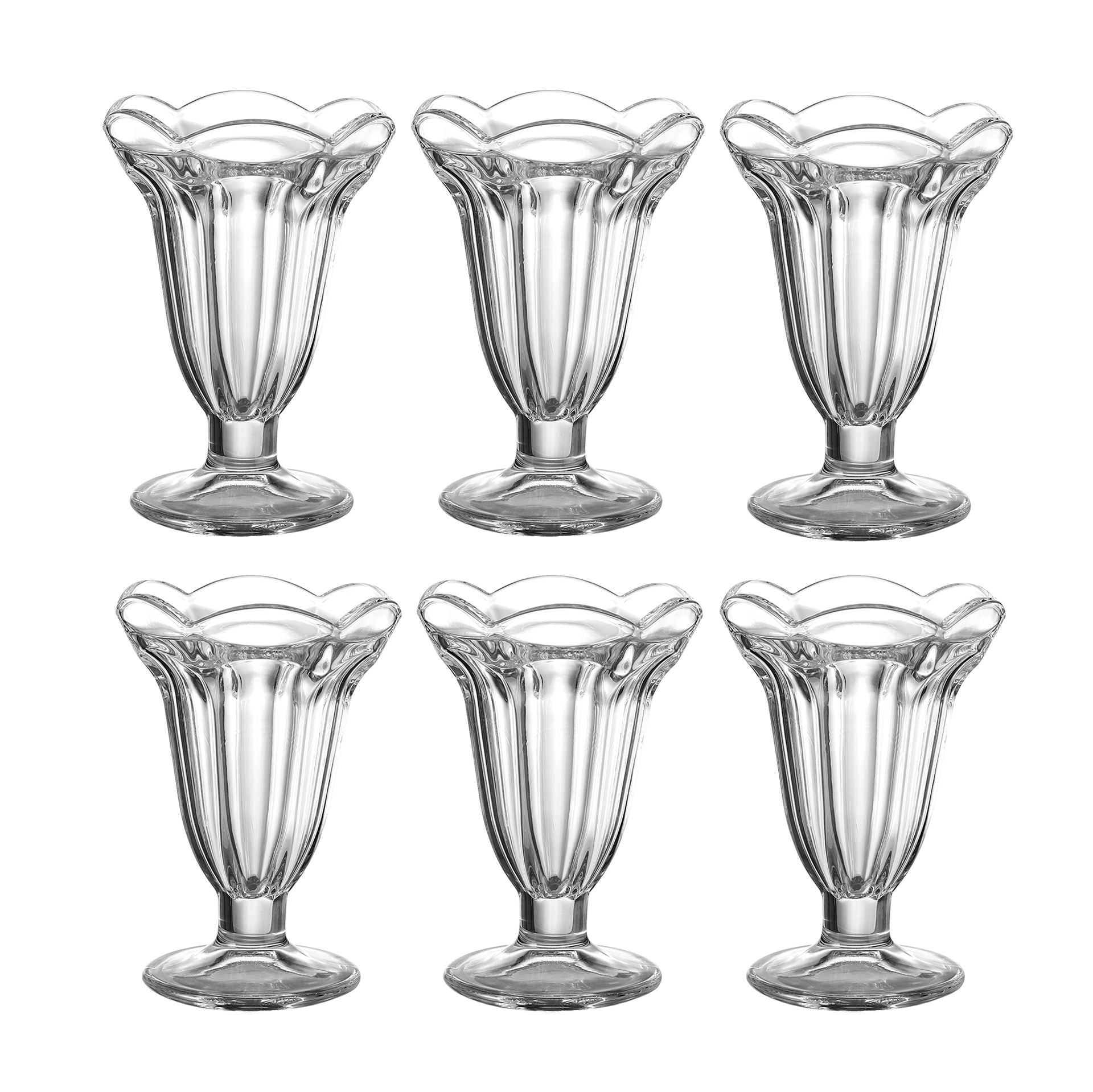 6 Ounce Glass Tulip Sundae Cup and Ice Cream Dessert Cup,Soda Glass Set of 6 pack