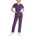 thumbnail image 6 of MLQIDK Dark Purple Scrubs Sets for Women Plus Size Nursing Uniforms Petite V Neck Scrub Tops and Pants Medical Scrub Sets Scrubs with Pockets Dark Purple XL, 6 of 6