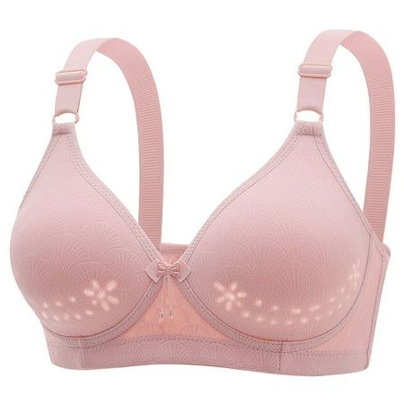 Gvdentm Women s Front Closure Bras Plus Size Underwire Printing Back Support Plunge Seamless Bra(Pink 40)