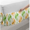 thumbnail image 2 of Leaves Bed Skirt, Illustration Print of Leaf Intricate Motifs Minimalist Design Grunge Art, Elastic Bedskirt Dust Ruffle Wrap Around for Bedding Decor, 4 Sizes, White and Lime Green, by Ambesonne, 2 of 2