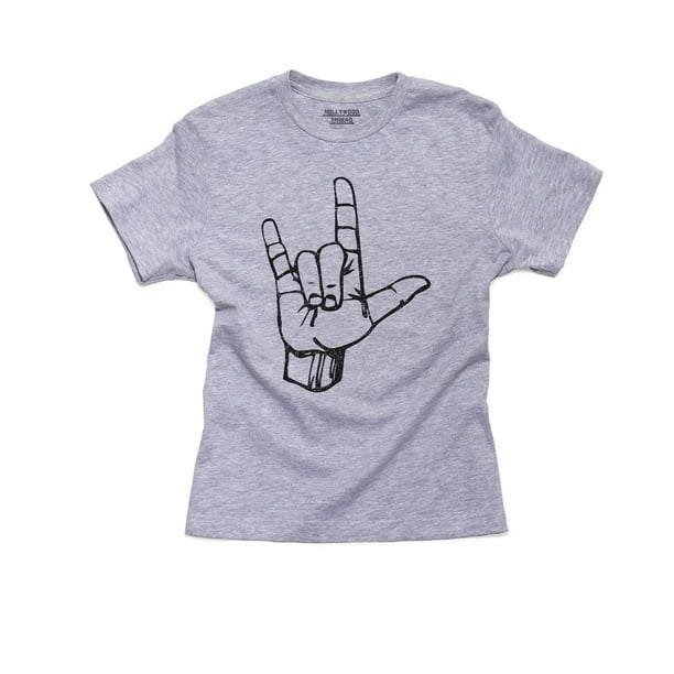 I Love You Sign Language Symbol Asl Boy S Cotton Youth Grey T Shirt Walmart Com