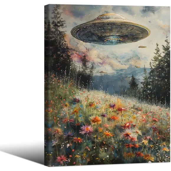 Myhong.1 UFO FPosterny Trippy Wall Art Victorian Posterique Poster Landscape Oil Painting Canvas Prints for Living Room Bedroom Wall Decor Poster 20*30inch