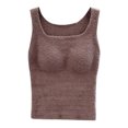 thumbnail image 1 of Chaleco térmico mullido de la felpa de las camisetas sin mangas de la cosecha de la ropa de descanso de las mujeres del invierno con el cojín del sujetador, 1 of 6