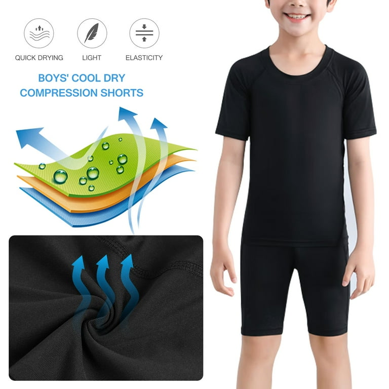 Efinny Youth Boys Compression Shorts Performance Athletic Base Layers Workout Training Underwear Boy s Size Small White