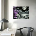 thumbnail image 4 of JEUXUS  Large Purple Wall Art Decor for Living Room Bedroom Black and White Seascape Full Moon Purple Flower Canvas Picture Modern -Painted Plum Blossom Artwork for Home Office 16x12in, 4 of 6