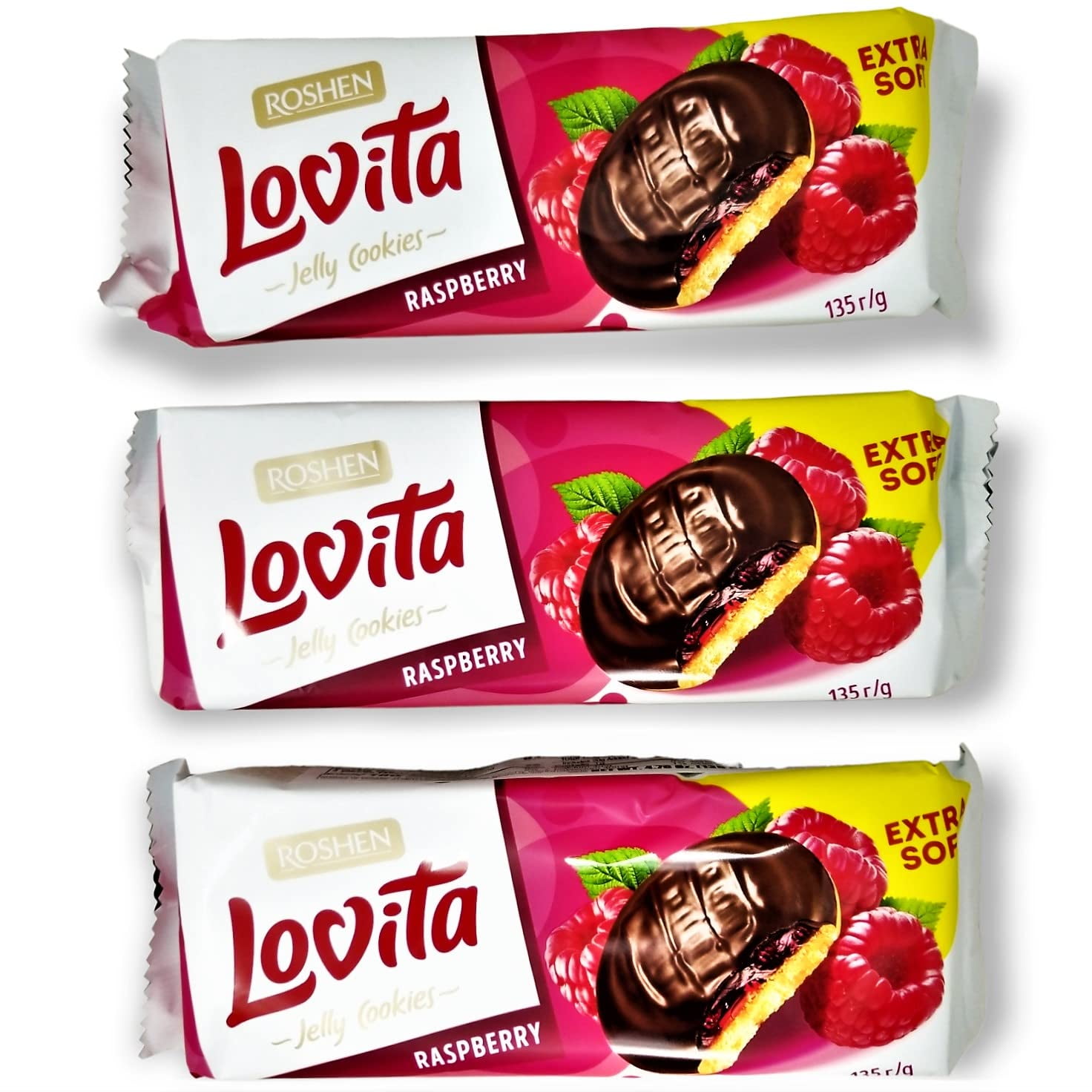 Roshen “Lovita” Jelly Cookies, Biscuits with Raspberry Flavored Jelly