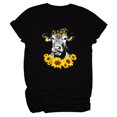 thumbnail image 1 of CEHVOM T-Shirt Blouse pour Femmes Grande Taille à Manches Courtes Imprimé Floral Tournesol Col Rond, 1 of 4